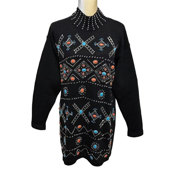 Victoria Jones Vintage Tunic Mock Neck Sweater Women S - Picture 1 of 9